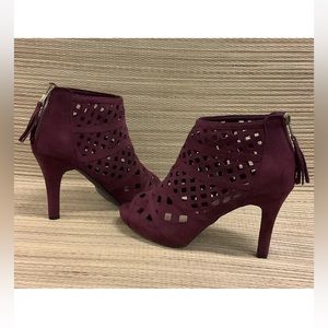 Lane Bryant High Heel Shoes Faux Suede Maroon 10W